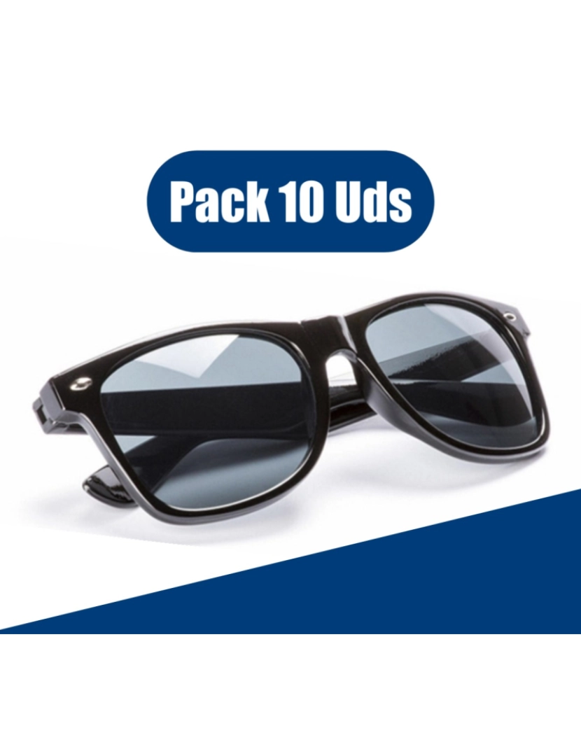 Ubot - PACK 10 - Óculos Sol Unissexo Proteção Contra 100% dos Raios UV (UV400) Preto