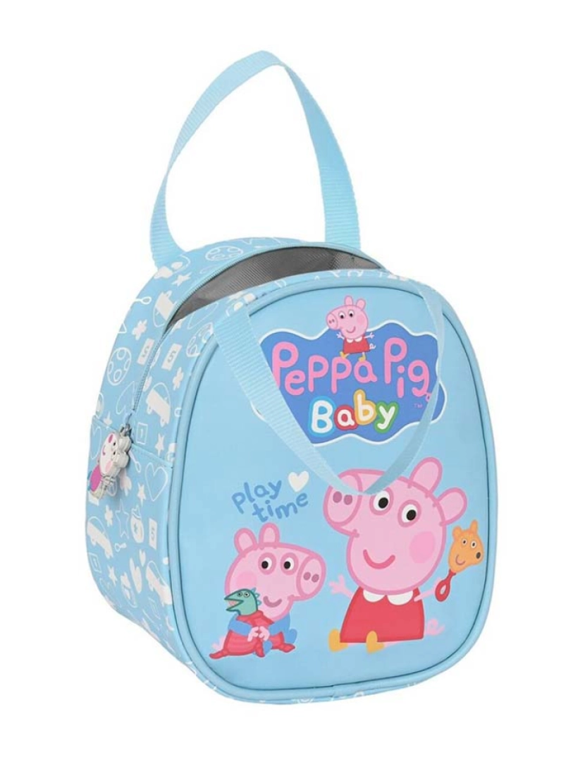 Peppa - Lancheira Térmica Peppa Pig Azul Bebê 19 x 22 x 14 cm