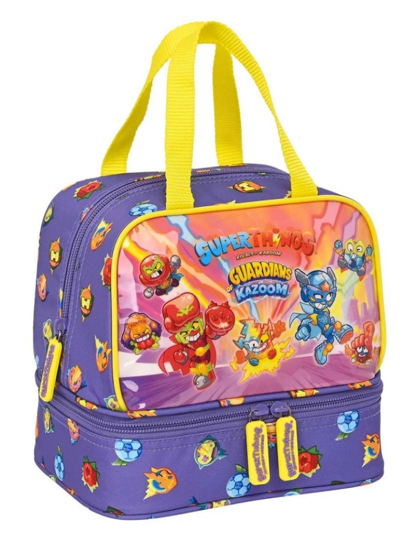 Superzings - Lancheira SuperThings Guardians of Kazoom Roxo Amarelo (20 x 20 x 15 cm)