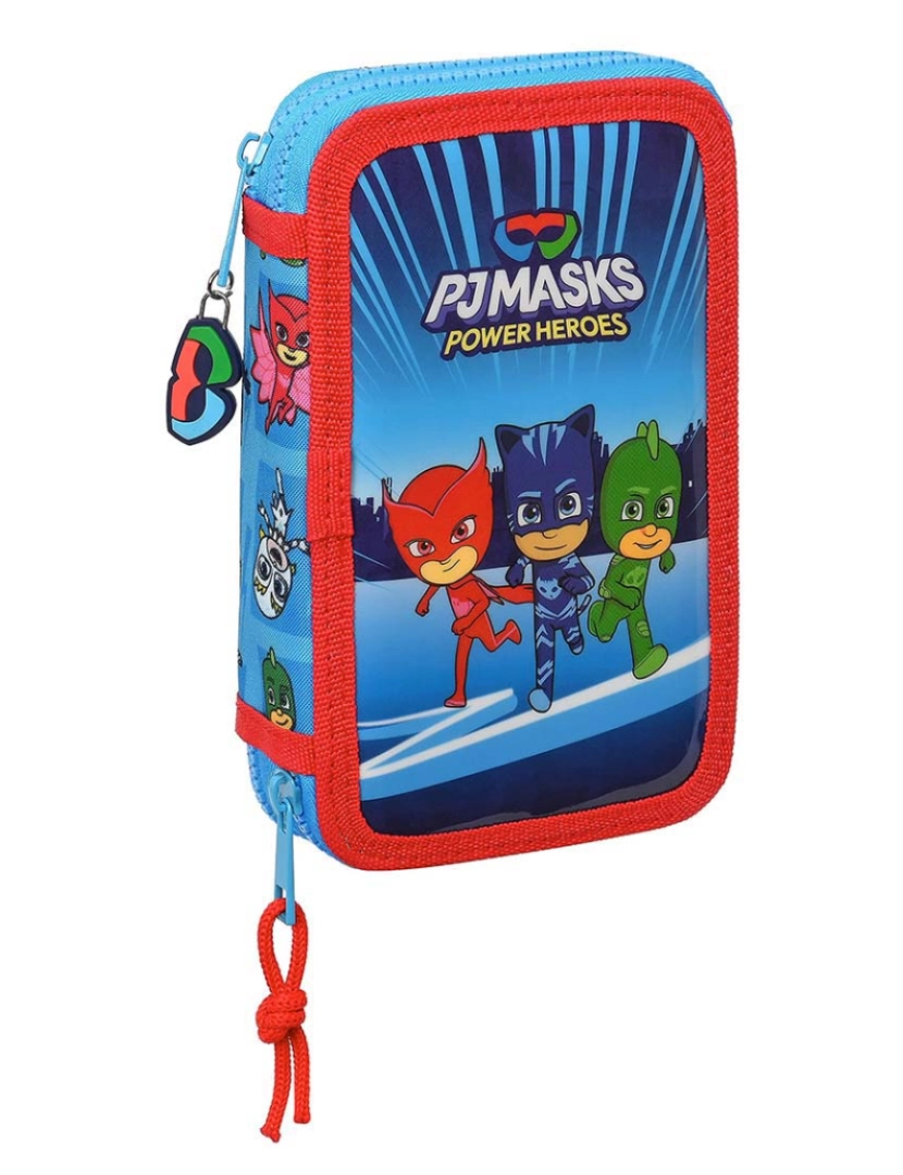 PJ Masks - Estojo Duplo PJ Masks Azul 12,5 x 19,5 x 4 cm (28 Peças)