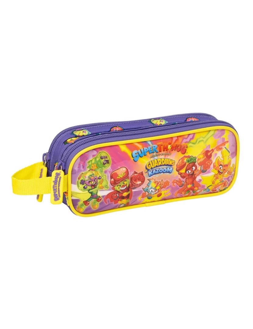 Superzings - Mala de transporte dupla SuperThings Guardians of Kazoom Roxo Amarelo (21 x 8 x 6 cm)