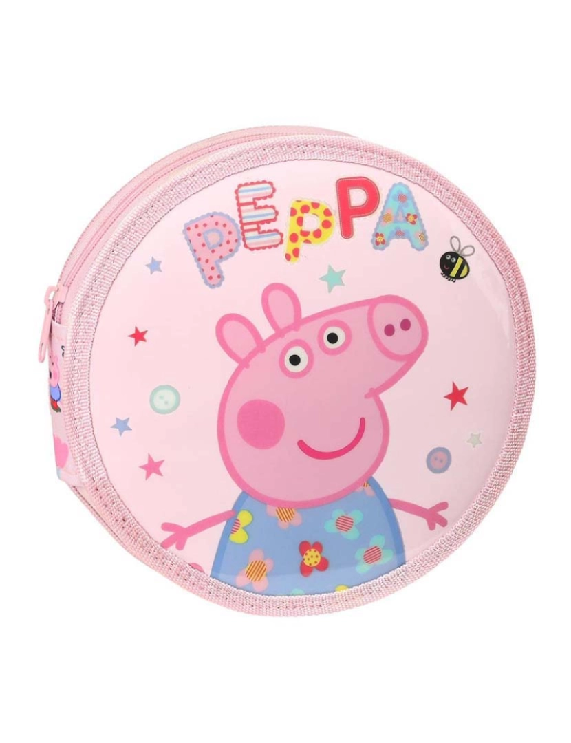 Peppa - Estojo Peppa Pig se divertindo circular rosa (18 peças)