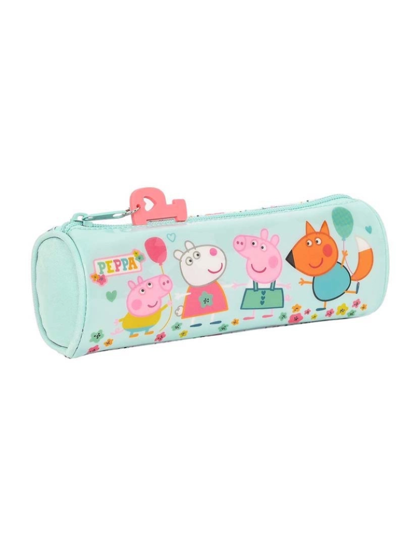 Peppa - Estojo Escolar Cilíndrico Peppa Pig Canto aconchegante Azul Claro (20 x 7 x 7 cm)