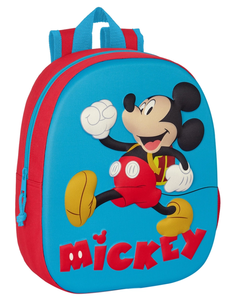 Mickey - Mochila escolar Mickey Mouse Clubhouse 3D 27 x 33 x 10 cm vermelho azul