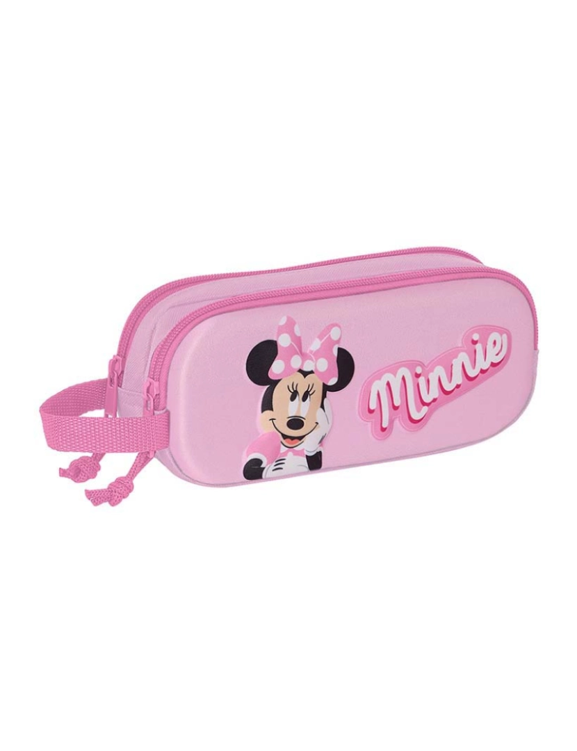 Minnie - Porta-tudo duplo Minnie Mouse 3D rosa 21 x 8 x 6 cm