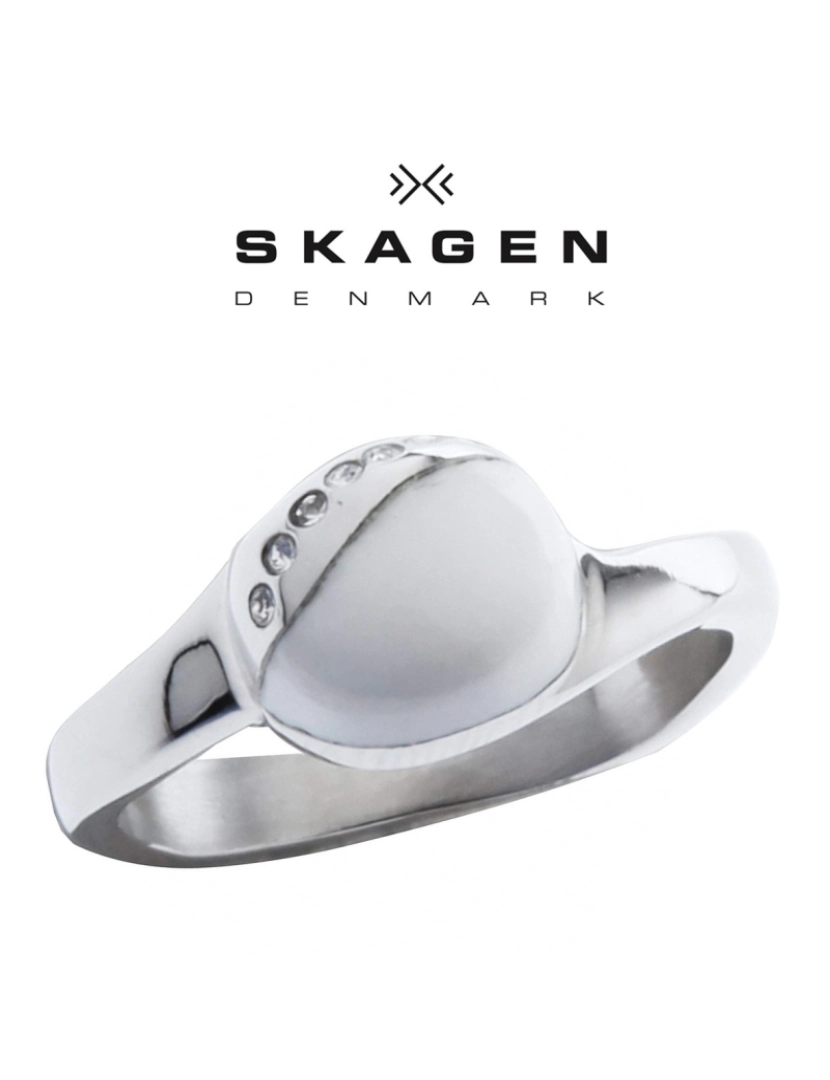 Skagen - Anel Skagen JRSW021 Com Cristal Swarovski  Tamanho 12