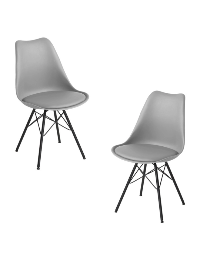 Presentes Miguel - Pack 2 Cadeiras Tilsen Metalizado - Cinza claro