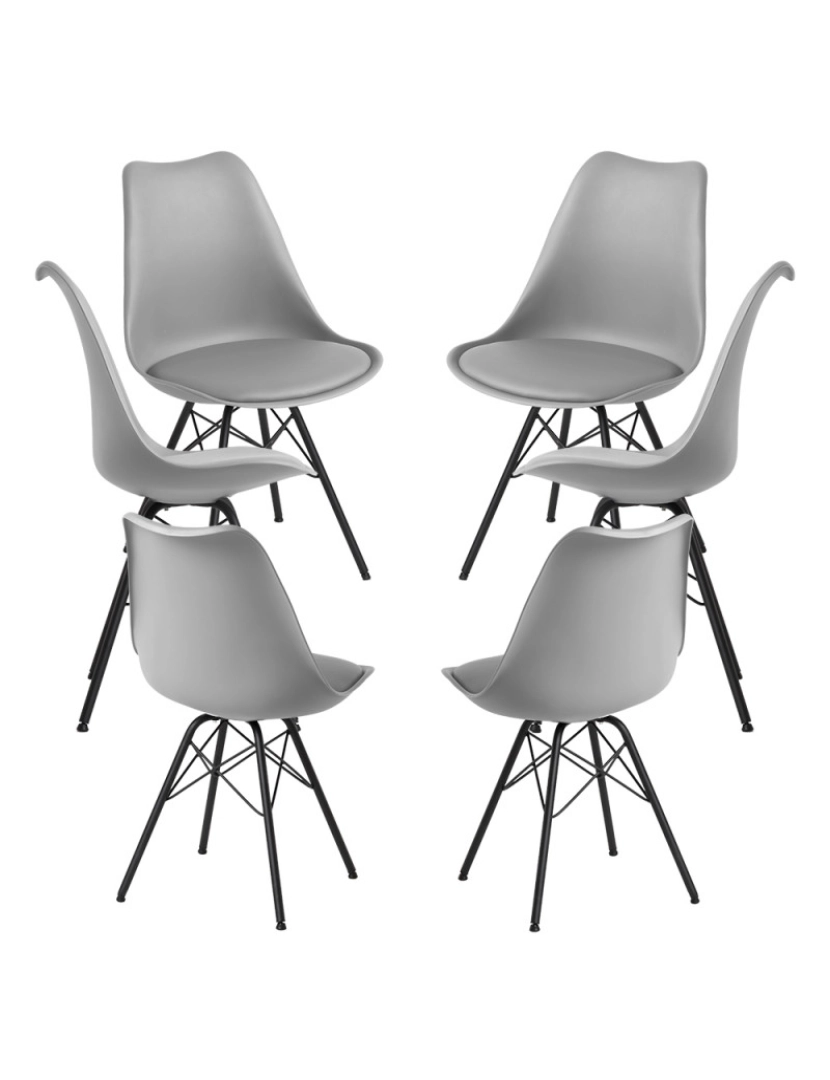 Presentes Miguel - Pack 6 Cadeiras Tilsen Metalizado - Cinza claro