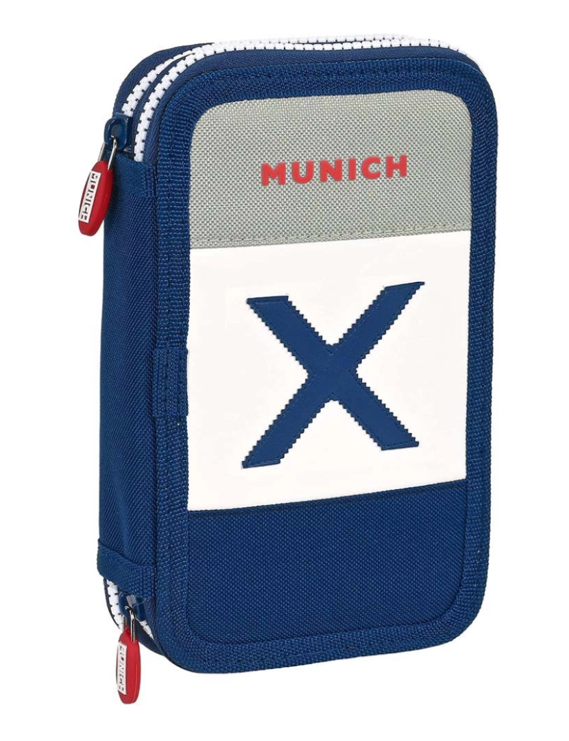 Munich - Estojo escolar com acessórios Munich College Cinza 12,5 x 19,5 x 4 cm (28 peças)