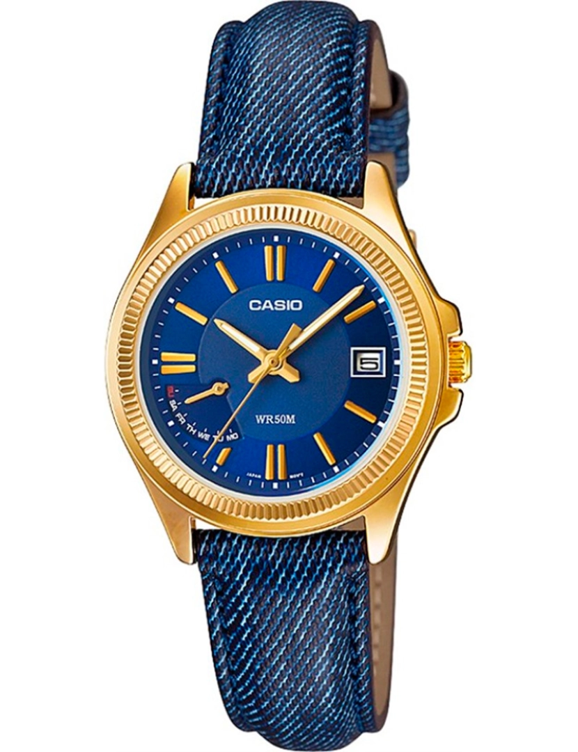 Casio - Casio Ltp-e115gbl-2avdf Reloj Analógico Para Mujer Colección Enticer Caja De Dorado Esfera Color Azul