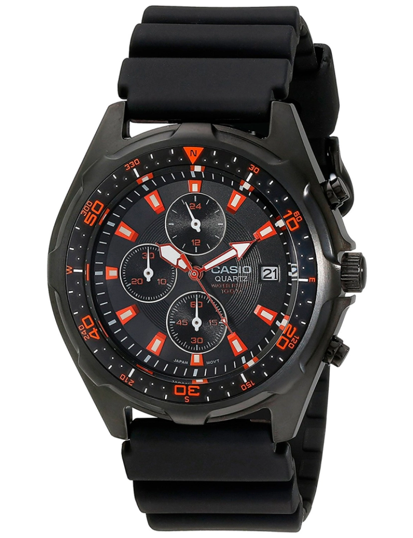 Casio - Casio Amw-370b-1a1vcf Reloj Analógico Para Hombre Colección Sports Caja De Acero Inoxidable Esfera Color Negro