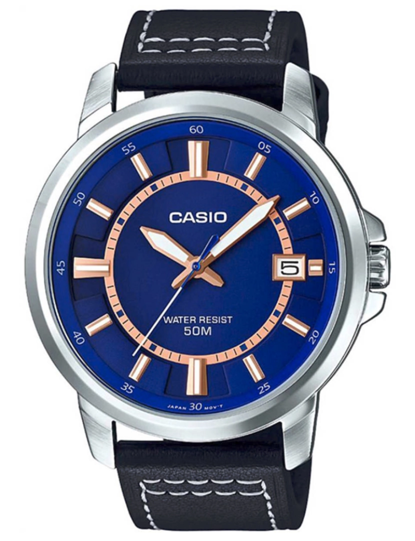 Casio - Casio Mtp-e130l-2a1vdf Reloj Analógico Para Hombre Colección Enticer Caja De Acero Inoxidable Esfera Color Azul