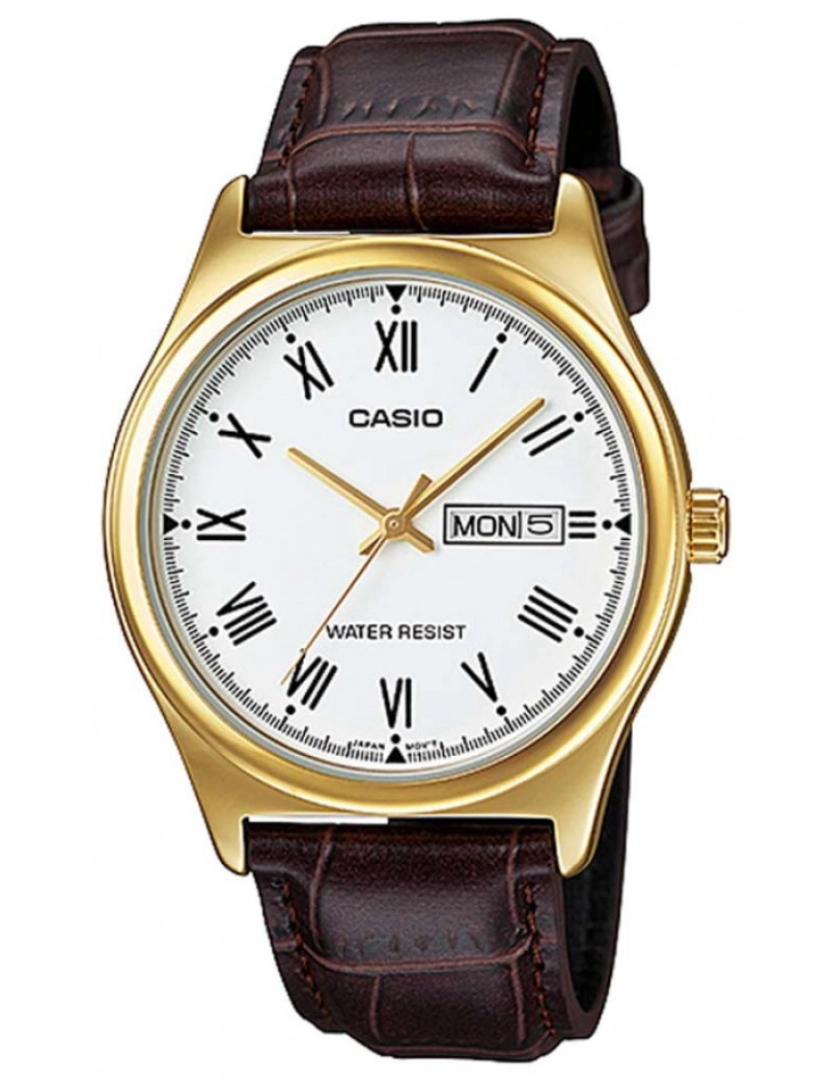Casio - Casio Mtp-v006gl-7b Reloj Analógico Para Hombre Caja De Dorado Esfera Color Blanco