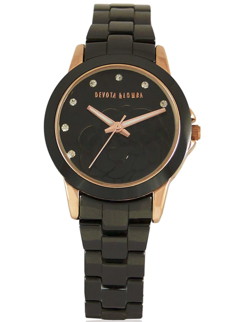 Devota & Lomba  - Devota & Lomba Dl007w03 Reloj Analógico Para Mujer Caja De Acero Inoxidable Esfera Color Negro