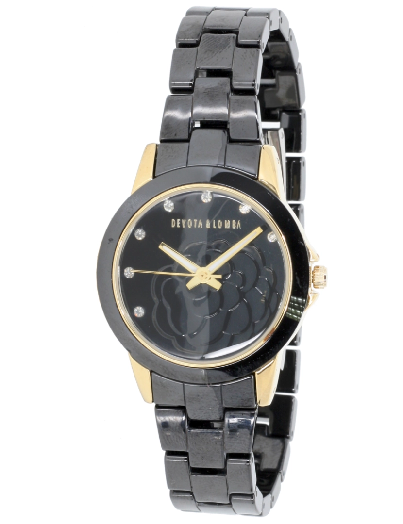 Devota & Lomba  - Devota & Lomba Dl00702-116 Reloj Analógico Para Mujer Caja De Acero Inoxidable Esfera Color Negro