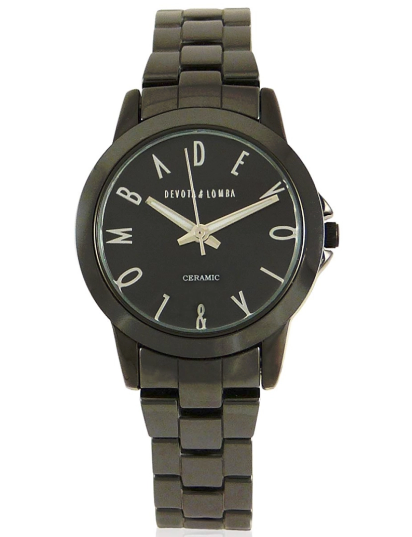 Devota & Lomba  - Devota & Lomba Dl00704-121 Reloj Analógico Para Mujer Caja De Acero Inoxidable Esfera Color Negro