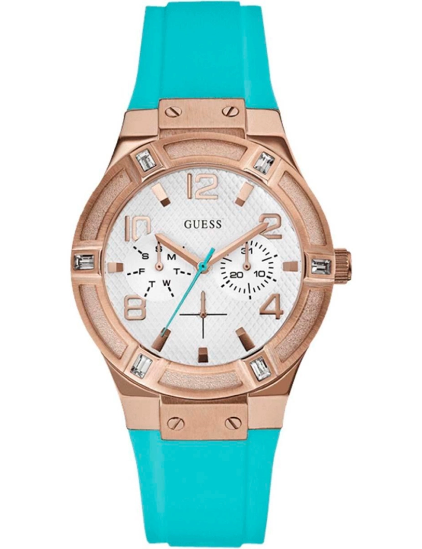 Guess - Guess W0564l3 Reloj Analógico Para Mujer Colección Sport Steel Caja De Oro Rosa Esfera Color Blanco
