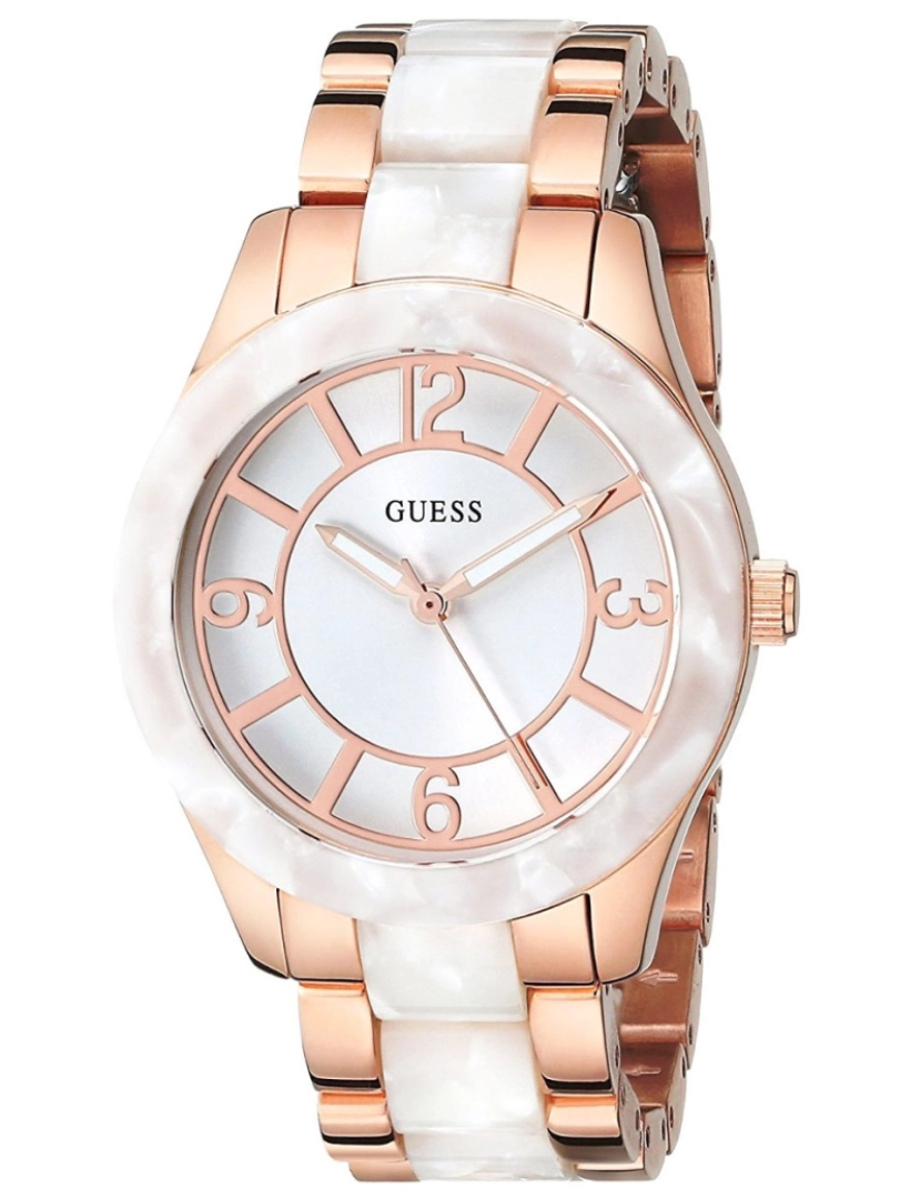 Guess - Guess W0074l2 Reloj Analógico Para Mujer Colección Guess Watches Caja De Acero Inoxidable Esfera Color Blanco