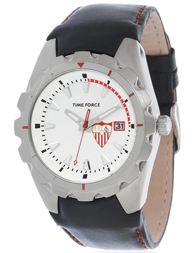 Time Force - Time Force Tf3015m02 Reloj Analógico Para Hombre Colección Sevilla C.f. Caja De Acero Inoxidable Esfera Color Blanco
