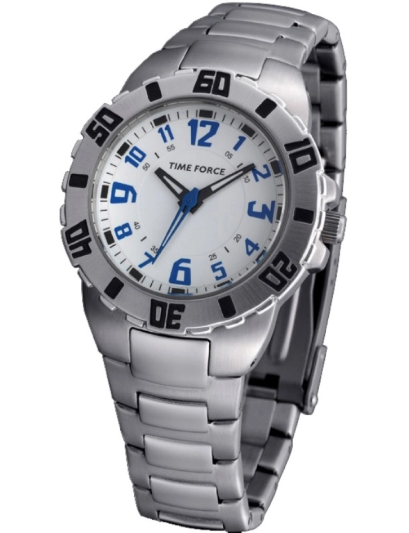 Time Force - Time Force Tf3186b02m Reloj Analógico Para Chico Caja De Acero Inoxidable Esfera Color Blanco