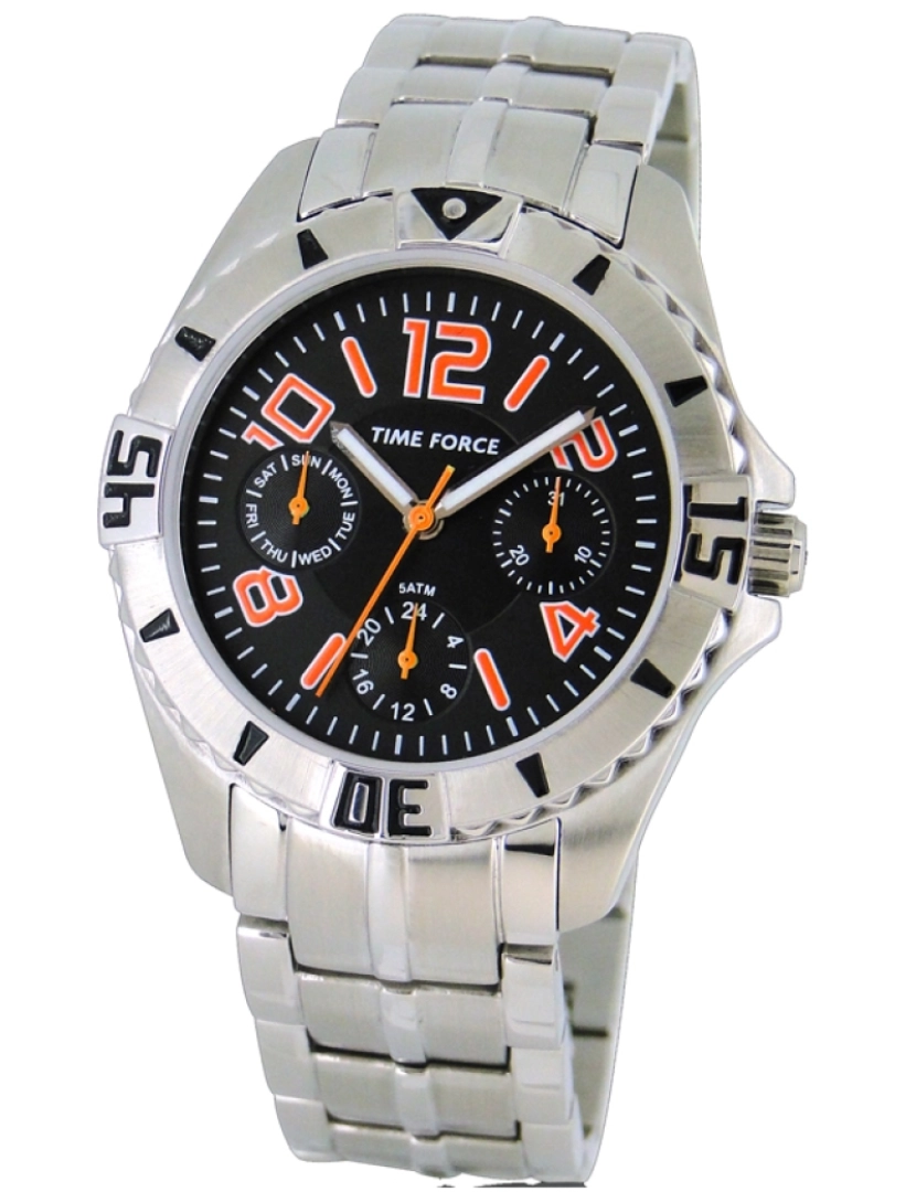 Time Force - Time Force Tf4136b12m Reloj Analógico Para Chico Caja De Acero Inoxidable Esfera Color Negro