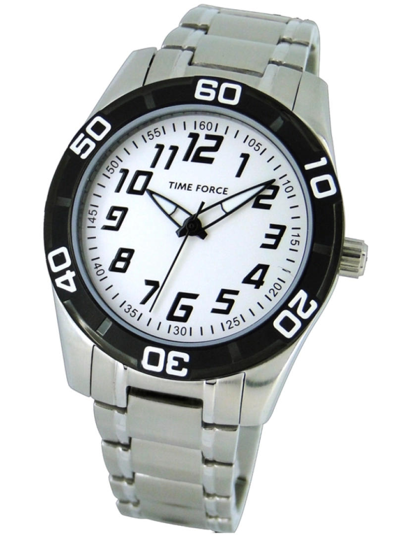 Time Force - Time Force Tf4134b02m Reloj Analógico Para Chico Caja De Acero Inoxidable Esfera Color Blanco