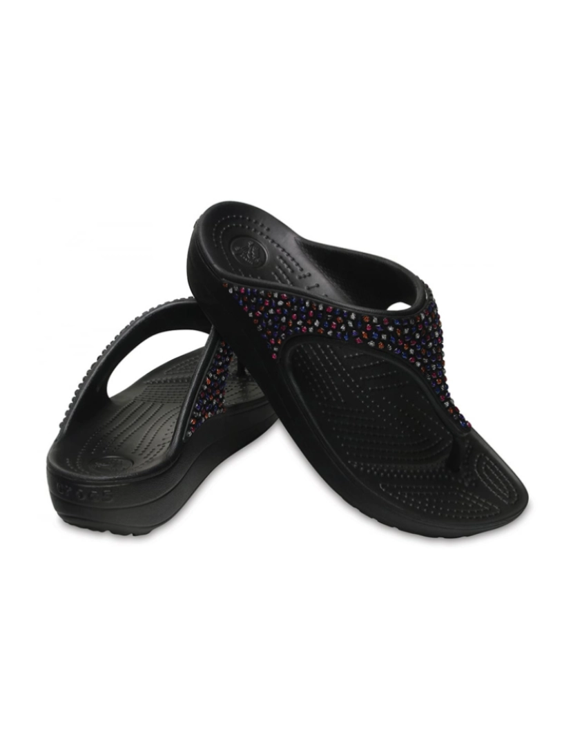 Crocs Sloane Embellished Flip Black Multi Crocs ClubeFashion