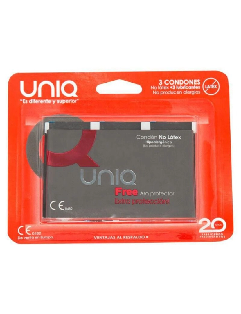 Uniq - Preservativos Sem Látex Uniq Com Anel Protetor 3 Unidades