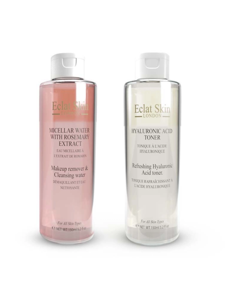 Eclat Skin London - Tônico Refrescante Ácido Hialurônico 150ml + Água Micelar com Extrato de Alecrim 150ml