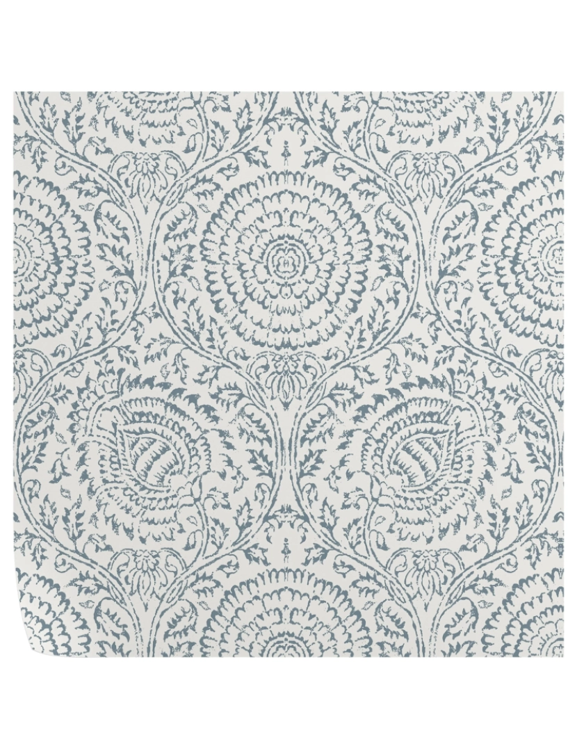 imagem de Papel de Parede Floral e Elegante Damasco Azul e Branco1