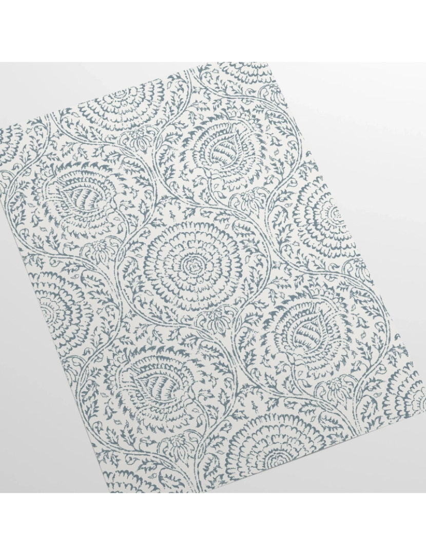 imagem de Papel de Parede Floral e Elegante Damasco Azul e Branco4