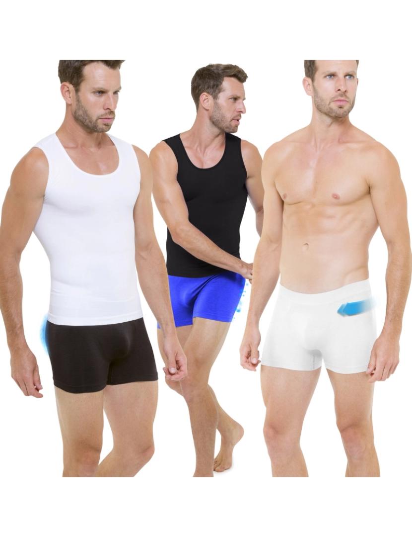 Cellutex - Lote de 3 Boxers pretos, White & Blue Cellutex