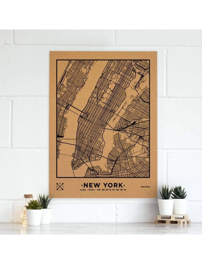 Misswood - Mapa de Cork - Woody Map Natural New York