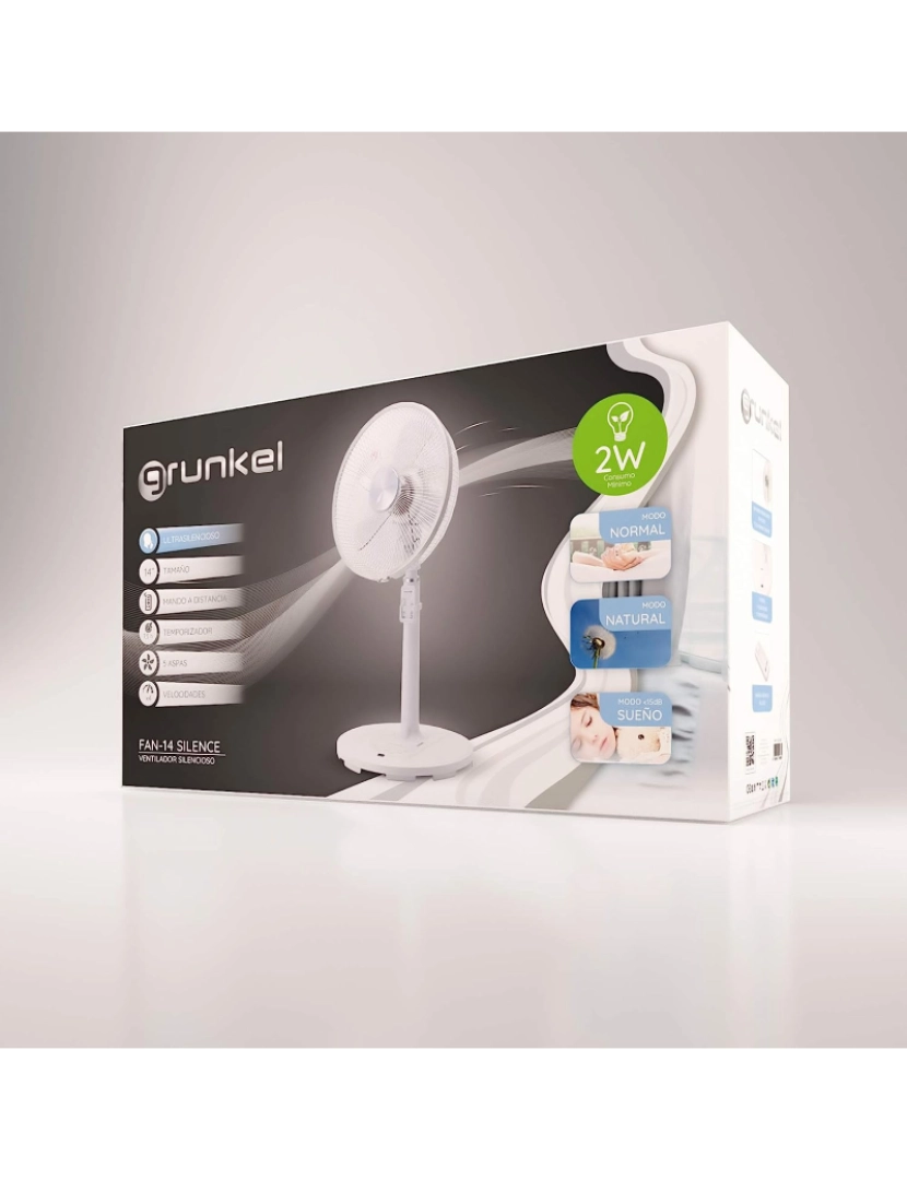 imagem de Grunkel - Ventilador de pé ultra silencioso com controle remoto e timer de até 7,5 horas - FAN-14 SILENCE - 4 velocidades, 3 modos e oscilação horizontal - 28W - Branco6