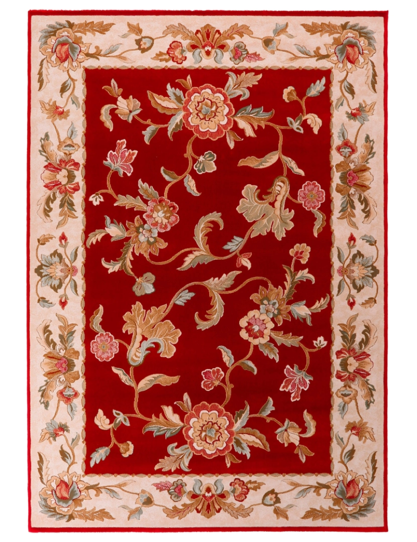 Mundo Alfombra - Tapete clássico de pura lã virgem BYZAN 539 GRANATE 120x160cm