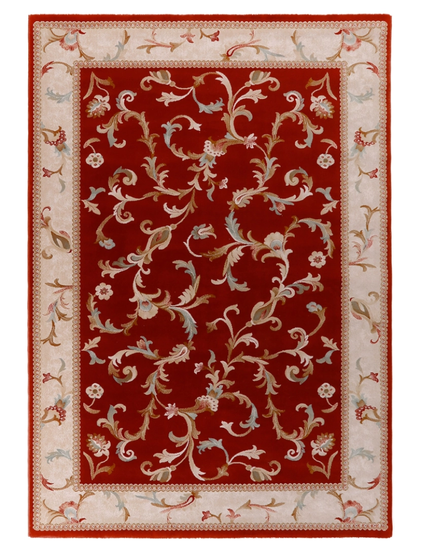 Mundo Alfombra - Tapete clássico de pura lã virgem BYZAN 542 GRANATE 140x200cm