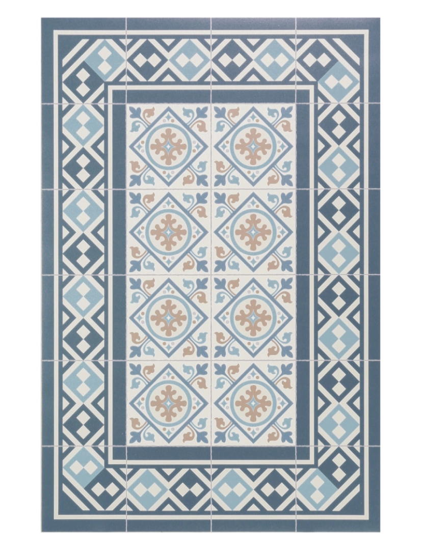 Mundo Alfombra - Tapete vinil azulejo boho WOLIN 120x120cm