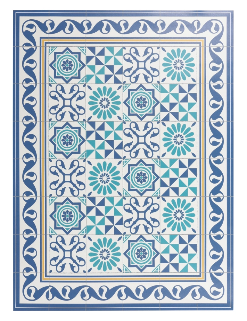 Mundo Alfombra - Tapete vinil azulejo mediterrâneo RODAS 120x120cm