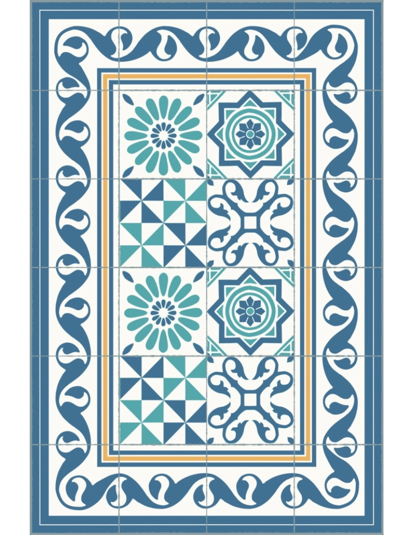 imagem de Tapete vinil azulejo mediterrâneo RODAS 60x240cm6