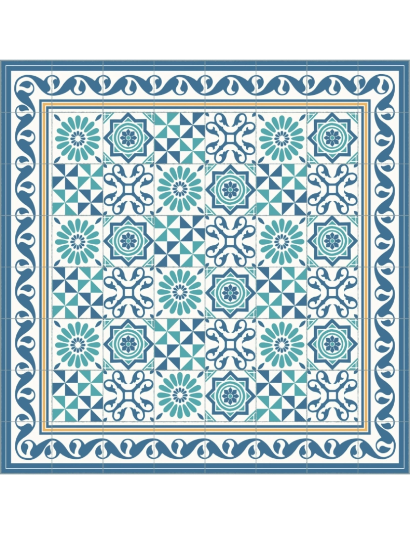 imagem de Tapete vinil azulejo mediterrâneo RODAS 60x240cm7