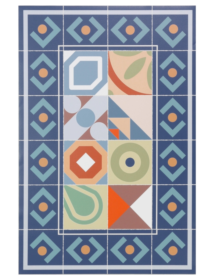 Mundo Alfombra - Tapete vinil azulejo boho PANDORA 120x120cm