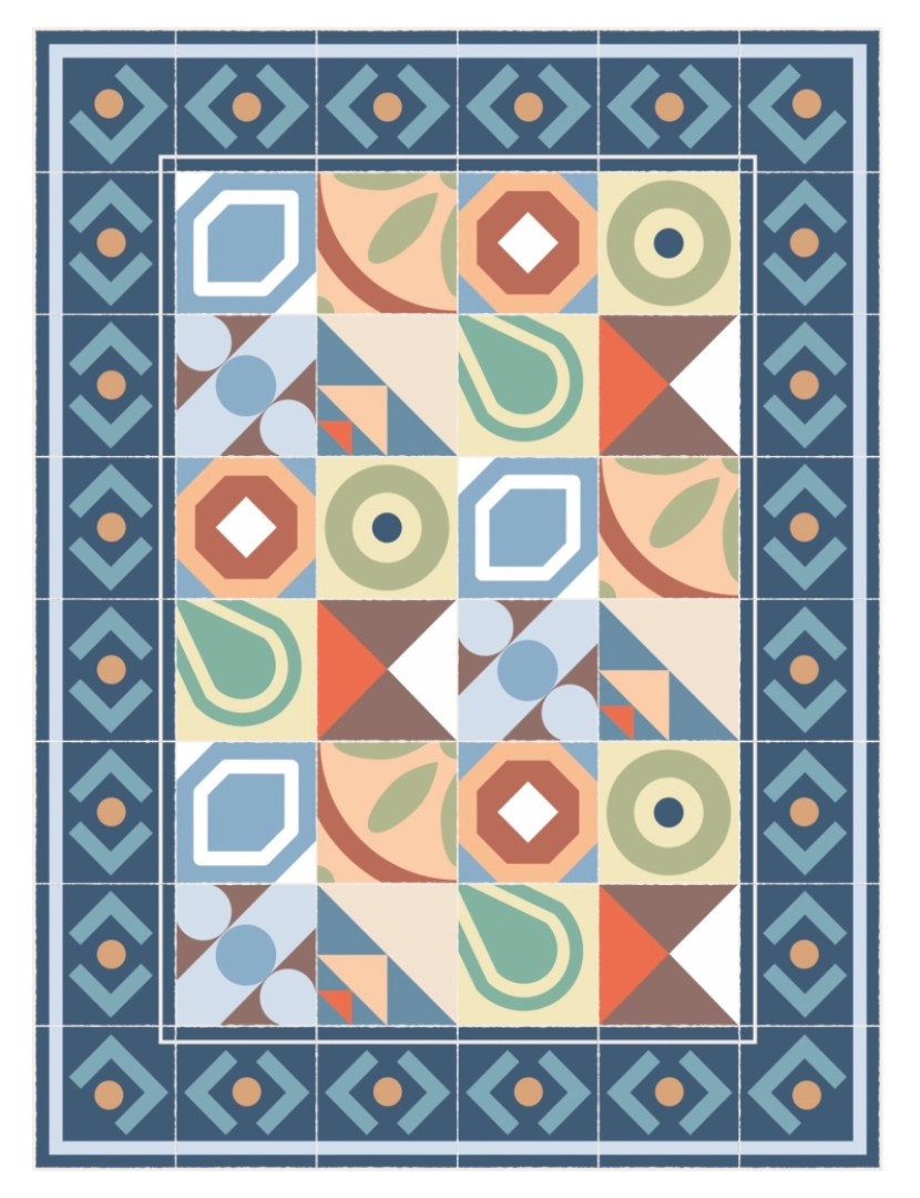 imagem de Tapete vinil azulejo boho PANDORA 120x120cm10