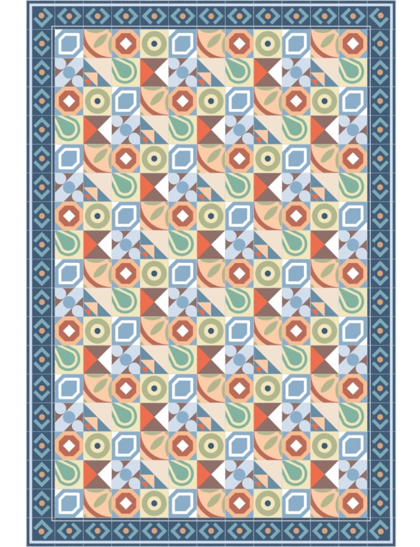 imagem de Tapete vinil azulejo boho PANDORA 120x120cm5