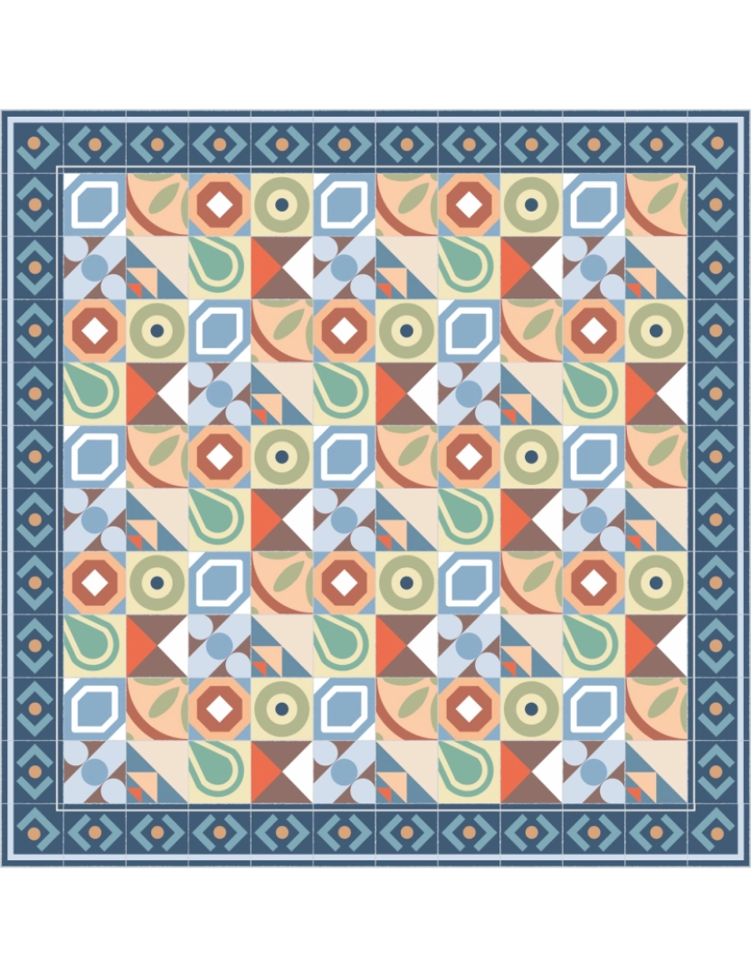 imagem de Tapete vinil azulejo boho PANDORA 120x120cm6