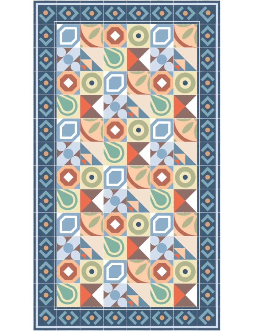 imagem de Tapete vinil azulejo boho PANDORA 120x120cm7