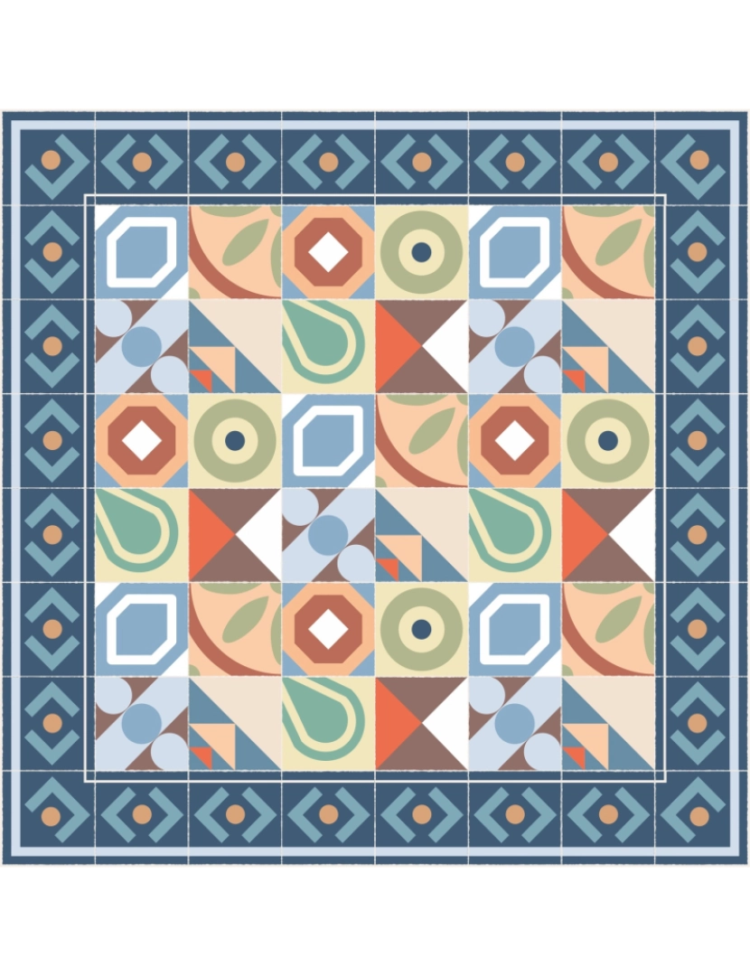 imagem de Tapete vinil azulejo boho PANDORA 120x120cm8