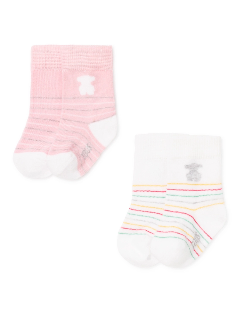 imagem de Pack de 2 pares de peúgas de bebé SSocks cor-de-rosa2