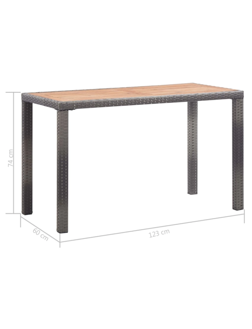 imagem de vidaXL Mesa de jardim 123x60x74 cm madeira acácia antracite/castanho7