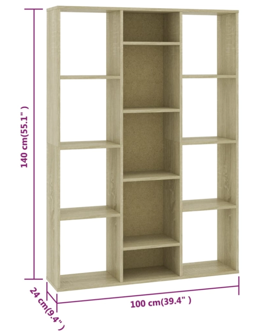 imagem de vidaXL Divisória/estante 100x24x140 cm contraplacado carvalho sonoma8