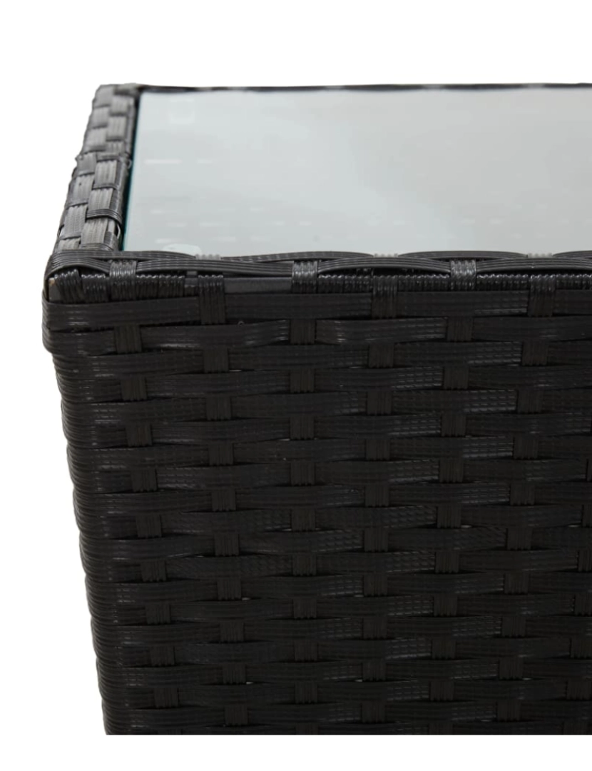 imagem de vidaXL Mesa de chá 41,5x41,5x43 cm vime PE e vidro temperado preto5